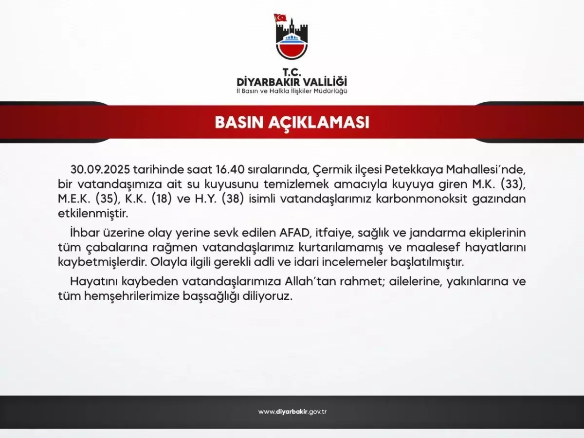 Diyarbakır’da Su Kuyusu Faciası