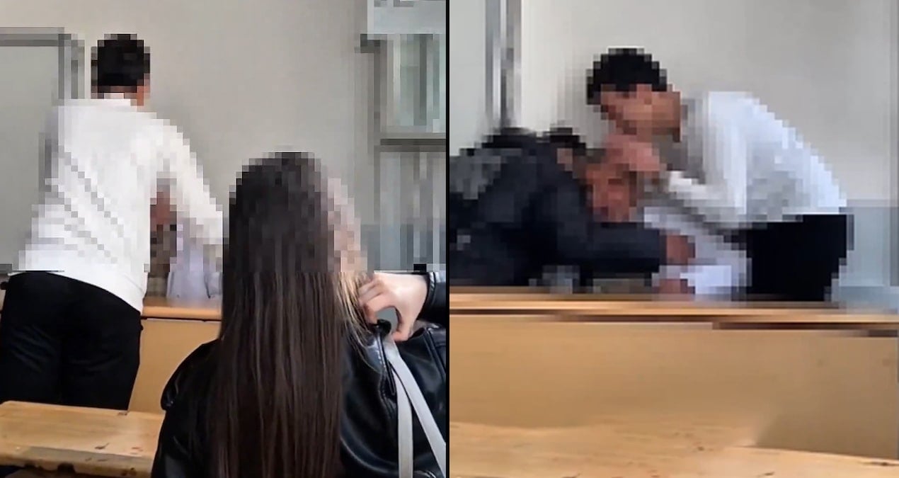 Lisede skandal görüntüler! Öğretmene yapılanlar izleyenleri bile utandırdı